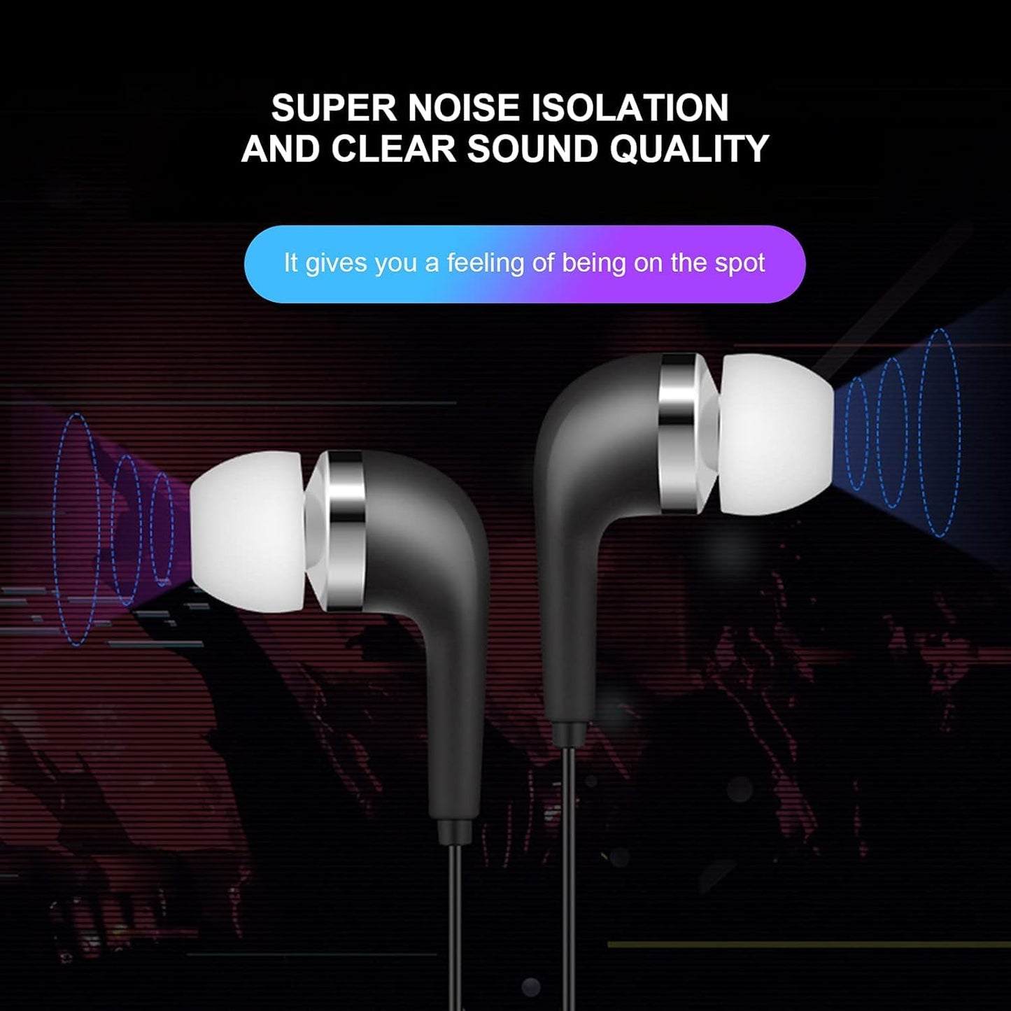 Jinshining Black Wired Earbuds Headphones- in-Ear Noise Rejection Universal 3.5mm Stereo Sport Headset with Mic for School Gaming Sports Music One…