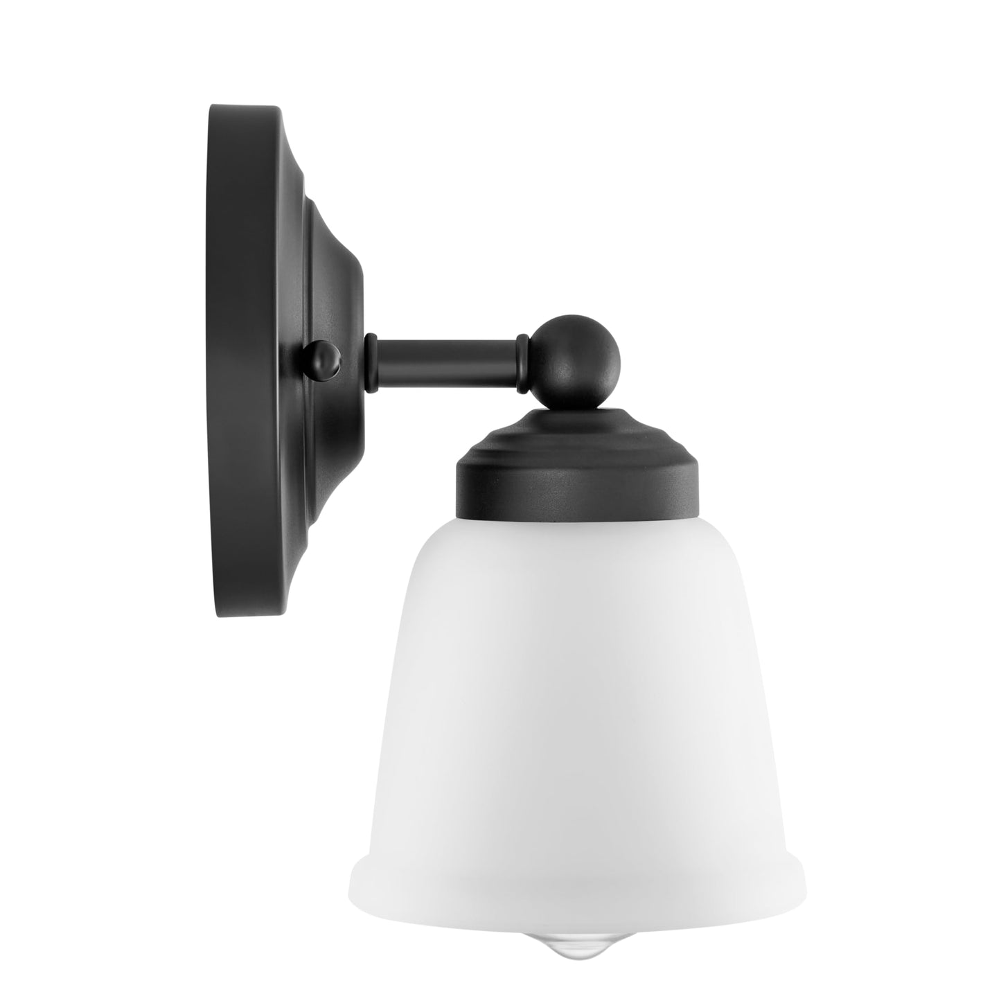 Aspen Creative 62013-2A, Two-Light Metal Bathroom Vanity Wall Light Fixture, 13 1/2" Wide, Transitional Design in Matte Black with Frosted/White Paint