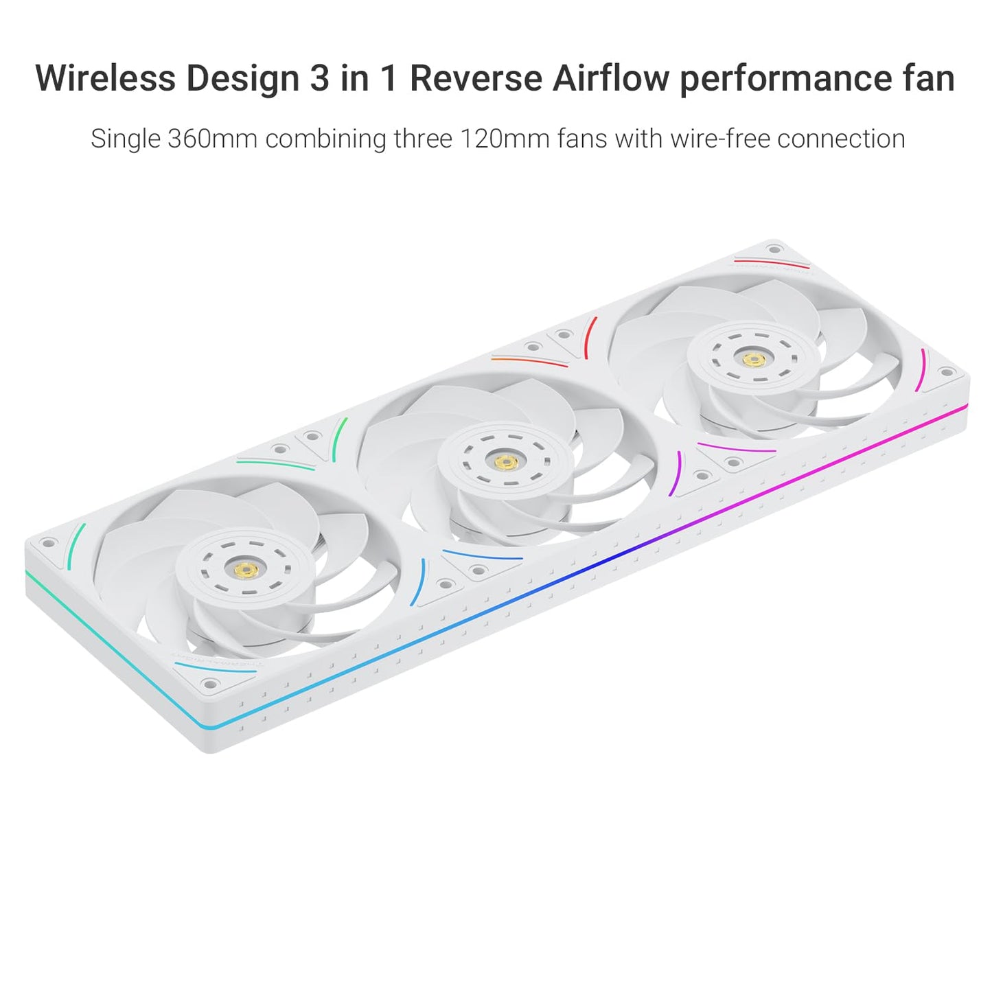 Thermalright TL-UB36RW Case Fan-120mm Quiet,PWM Function,Row 3 Fans-Reverse, for CPU Liquid Cooler and Case Cooling, White,with 5V ARGB Light Strip