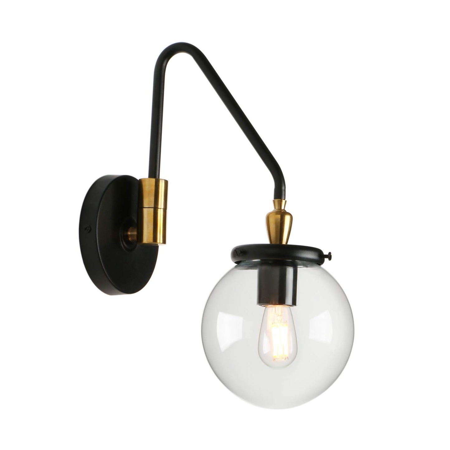 Pathson Industrial Swing Arm Wall Sconce Lighting, Adjustable Globe Wall Vanity Light for Bathroom, Hardwired Wall Lamp Fixture for Bedside Living
