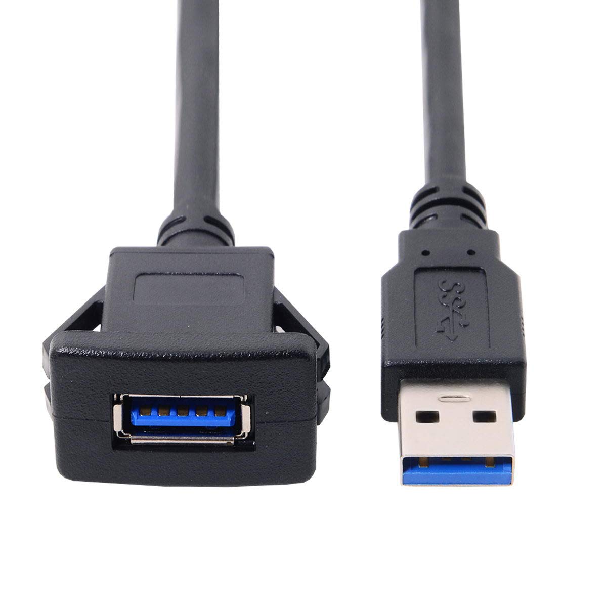 chenyang USB 3.0 Flush Mount Male to Female Extension Cable for Car Dashboard Panel Mount 1.0M