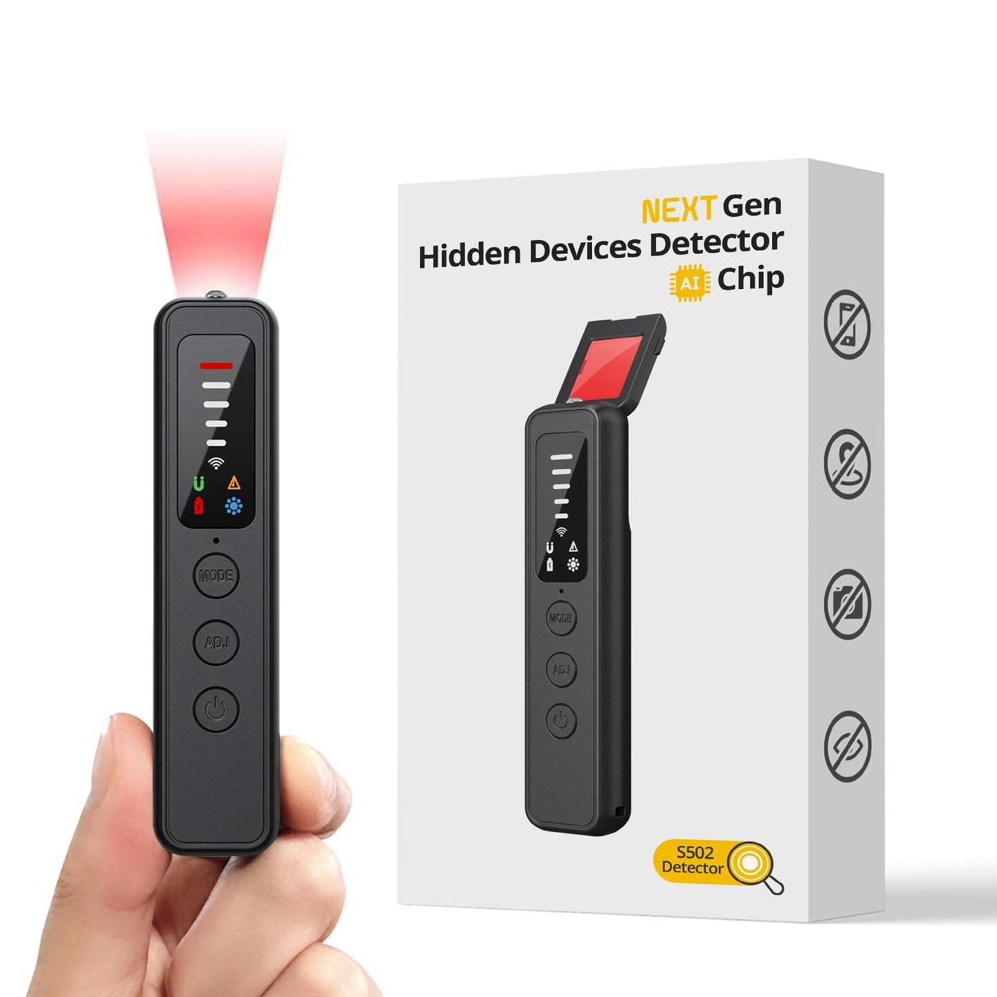 Souhpyh Hidden Camera Detector, Spy Camera Detectors - AI-Powered Anti-Spy Device, GPS Tracker & Bug Detector, Portable RF Signal Scanner for Hotels