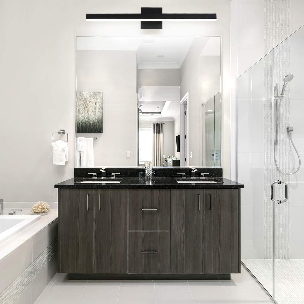 Aipsun 27.6 inch Modern Black Vanity Light LED Bathroom Vanity Light Fixtures Black Wall Light for Bathroom (White Light)