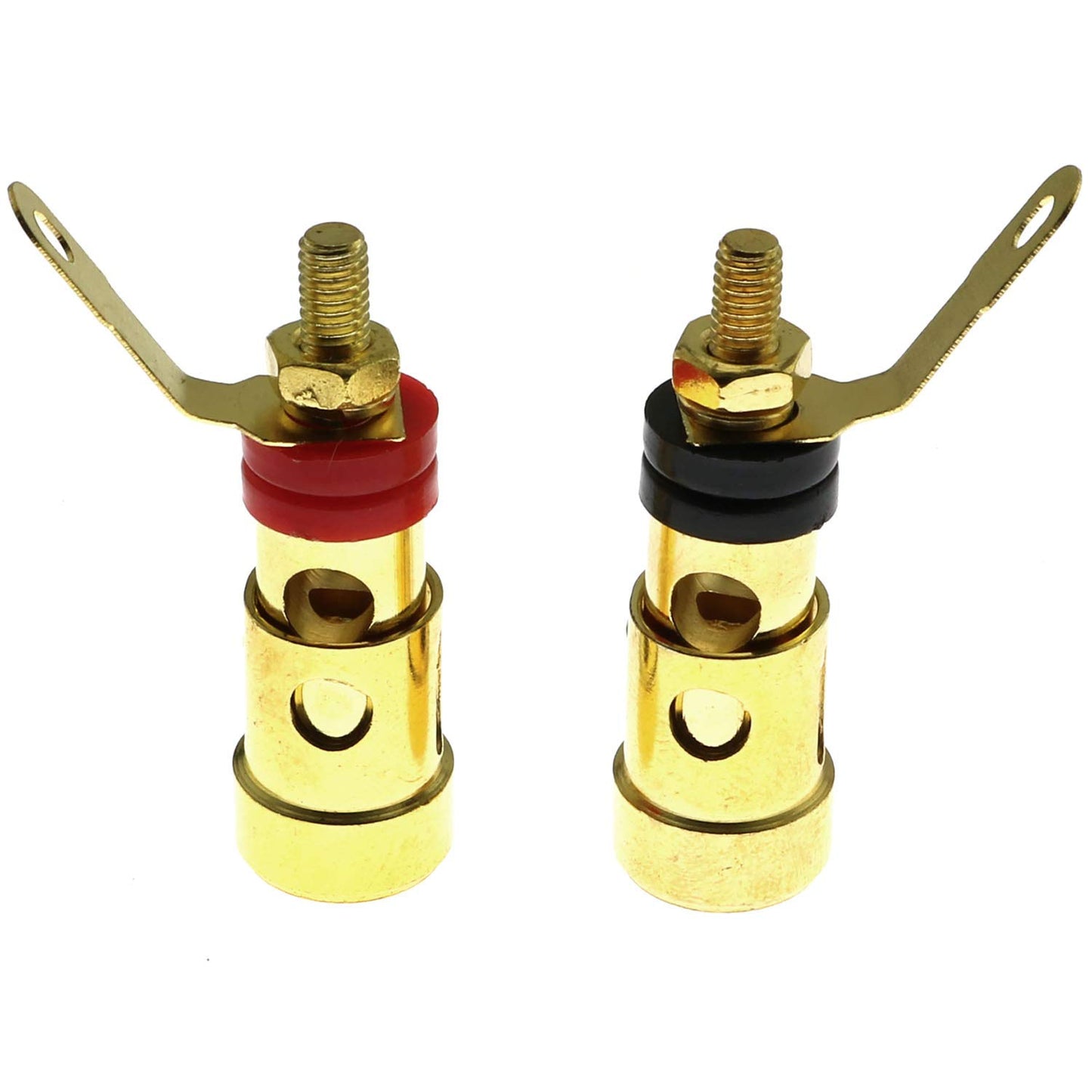 E-outstanding 4PCS 4mm Banana Socket Connector Gold Plated Audio Plug Jack Amplifier Speaker Terminal Spring Loaded Press Cable Audio Power Amplifier