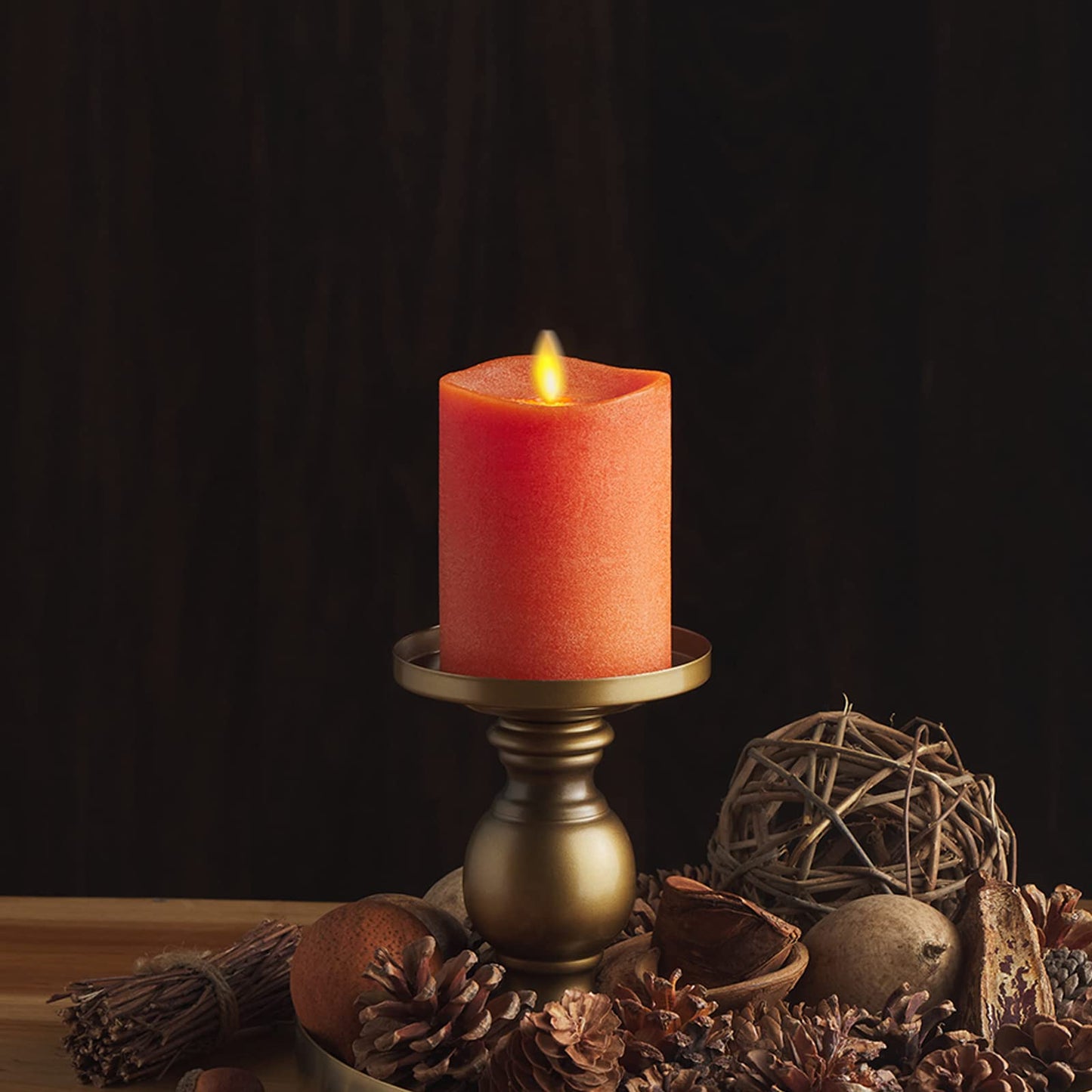 Luminara - Flameless LED Battery Operated Flickering Pillar Candles - Burnt Orange - Pack of 1-3x4.5 - Realistic Moving Flame Real Wax Indoor/Outdoor