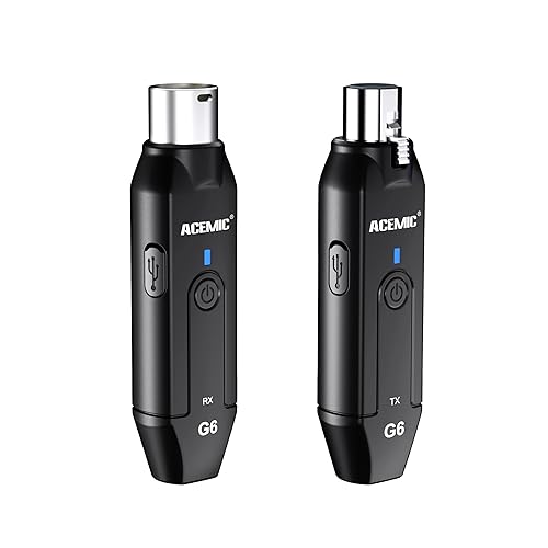 ACEMIC 2.4G Wireless Microphone Audio Transmitter and Receiver System Plug-on XLR Mic Adapter 6 Channels for Dynamic Mic, Audio Mixer, PA System, G6