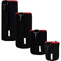 Deco Photo 4 Pack Neoprene Lens Bag Set Protective Water and Weather Resistant Shock Drop and Scratch Armor Pouch Sleeve Case with Plush Interior