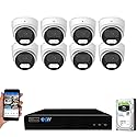 GW Security 8 Channel 12MP NVR 4K Security Camera System with 8 x 8MP PoE Spotlight Color Night Vision Outdoor/Indoor Microphone Dome Cameras, Smart