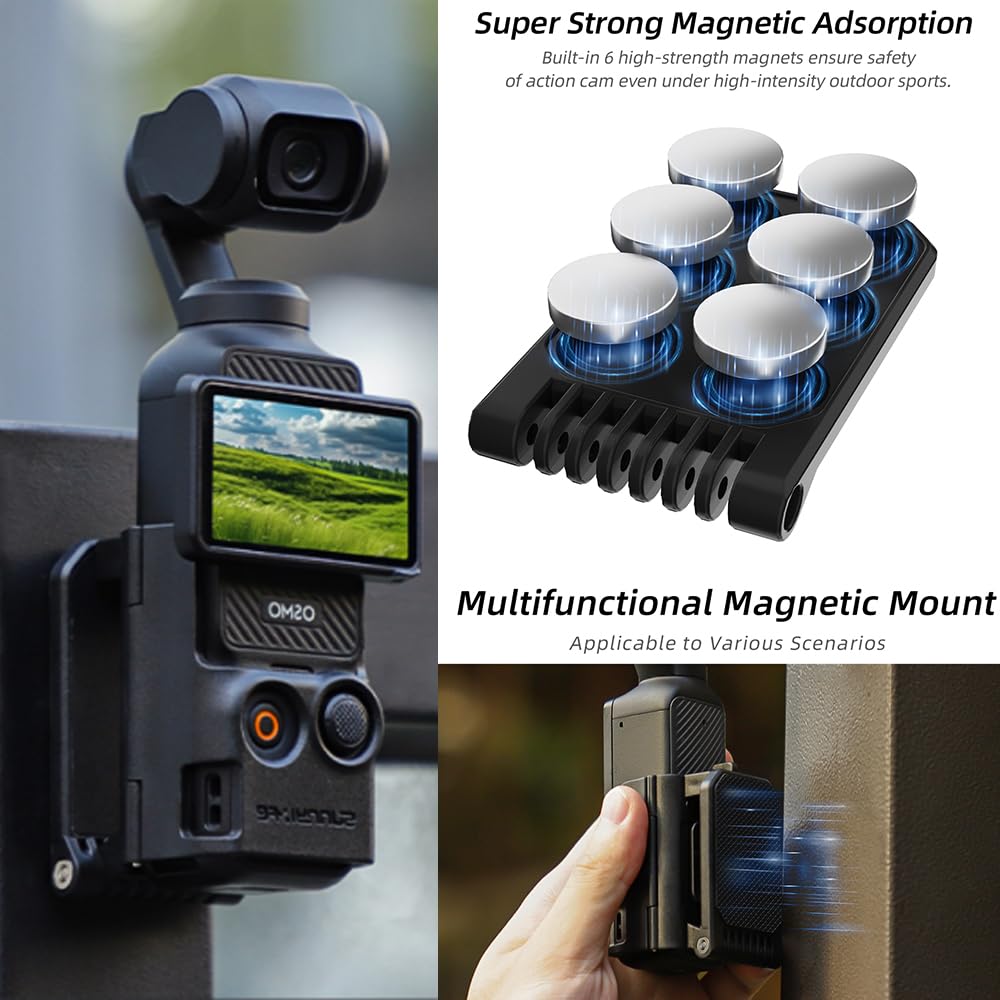 PellKing OSMO Pocket 3 Magnetic Mount Clip Pocket 3 Magnetic Stand Expansion Adapter Frame for DJI OSMO Pocket 3 Accessories