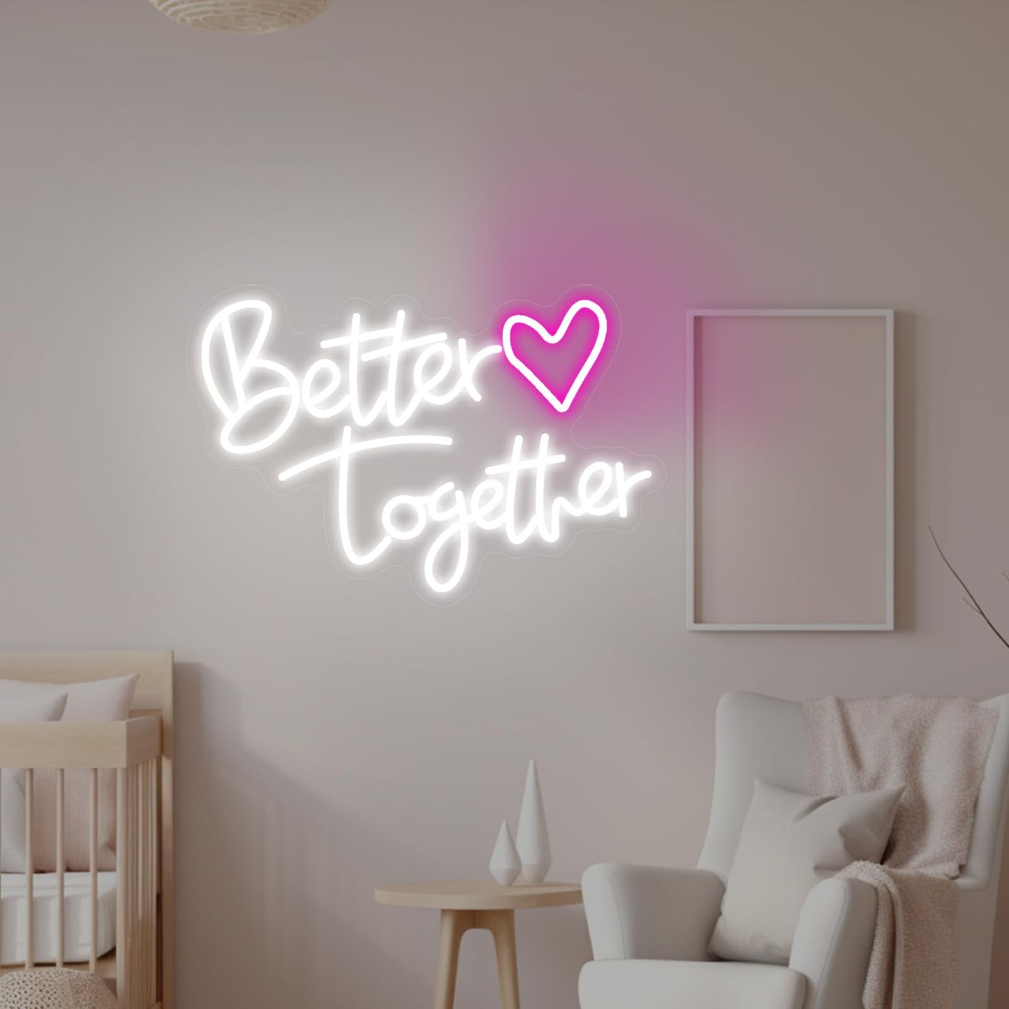 Neonawall Better Together White Letters LED Neon Sign - Dimmable USB Wall Art 10.8x15.7 Inches - Inspirational Home Decor for Living Room, Wedding