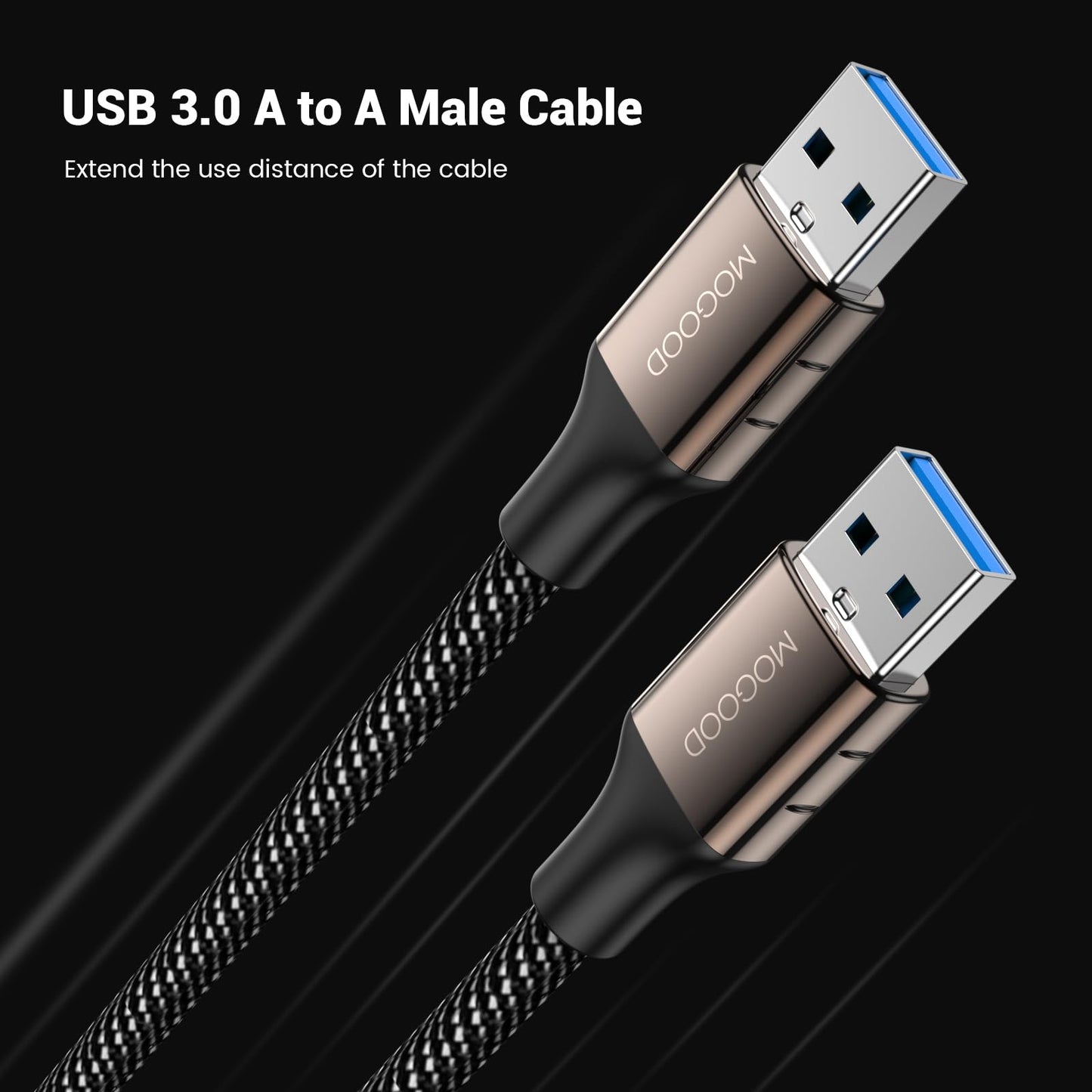 MOGOOD USB 3.0 Extension Cable - Male to Male USB A Works with Laptop, External Hard Drive, DVD Player, Television, Setup Box, SSD