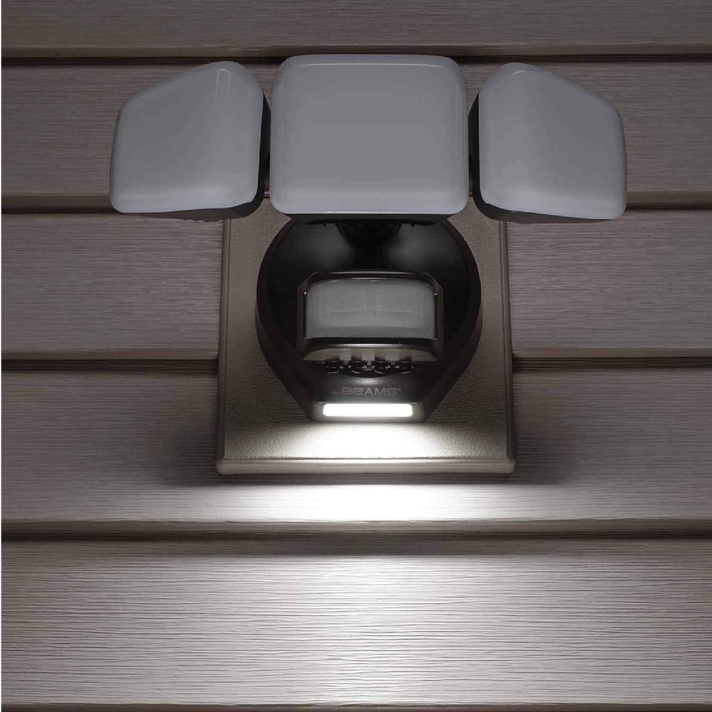 Beams 4100 Lumen 3-Head Outdoor Motion Sensing LED Security Light with Cascading Wall Wash, 1-Pack, Bronze