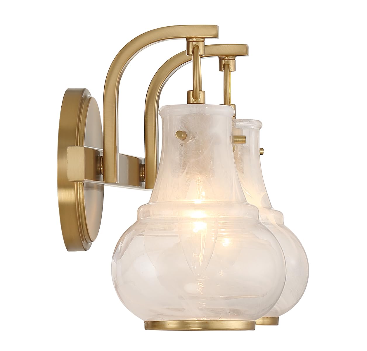 Savoy House 8-4417-2-322 Adams Modern Vintage Traditional White Strie Glass Bathroom Vanity Wall Light, 2-Light 120 Total Watts, 9" H x 16" W, Warm
