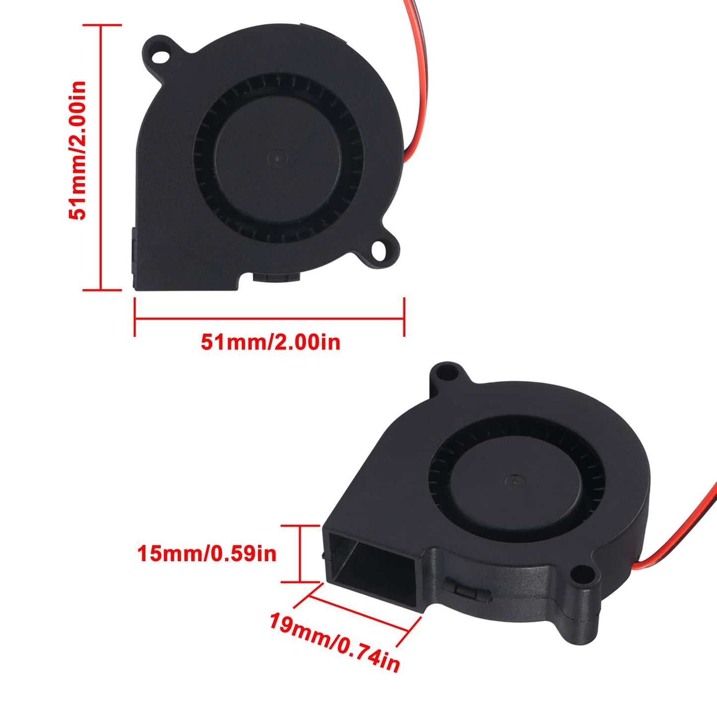 Diann 2pcs 5015 3D Printer DC 24V Brushless Blower Cooling Fan Turbine Turbo 50x15mm for RepRap i3 CR-10 and Other Small Appliances Repair Replacement