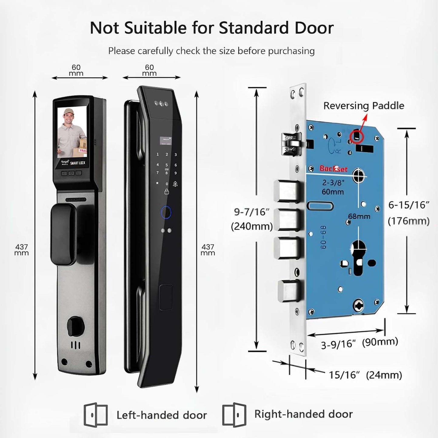 Smart Door Lock with 3D Face Recognition & Camera, Video Doorbell with Intercom, Fingerprint Keyless Entry, Password, IC Card, Key, Alexa Compatible