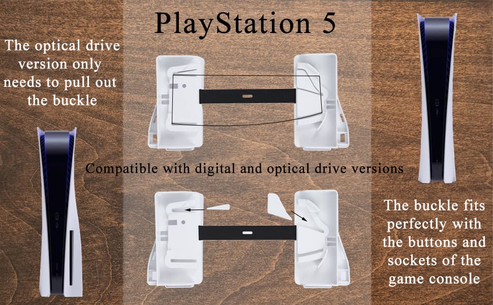 Wabracket Wall Mount Kits for PS5, 6 in 1 Sturdy Wall Mount Brackect Holder for PS5, Compatiable with Both Digital and Disc Version, with Detachable