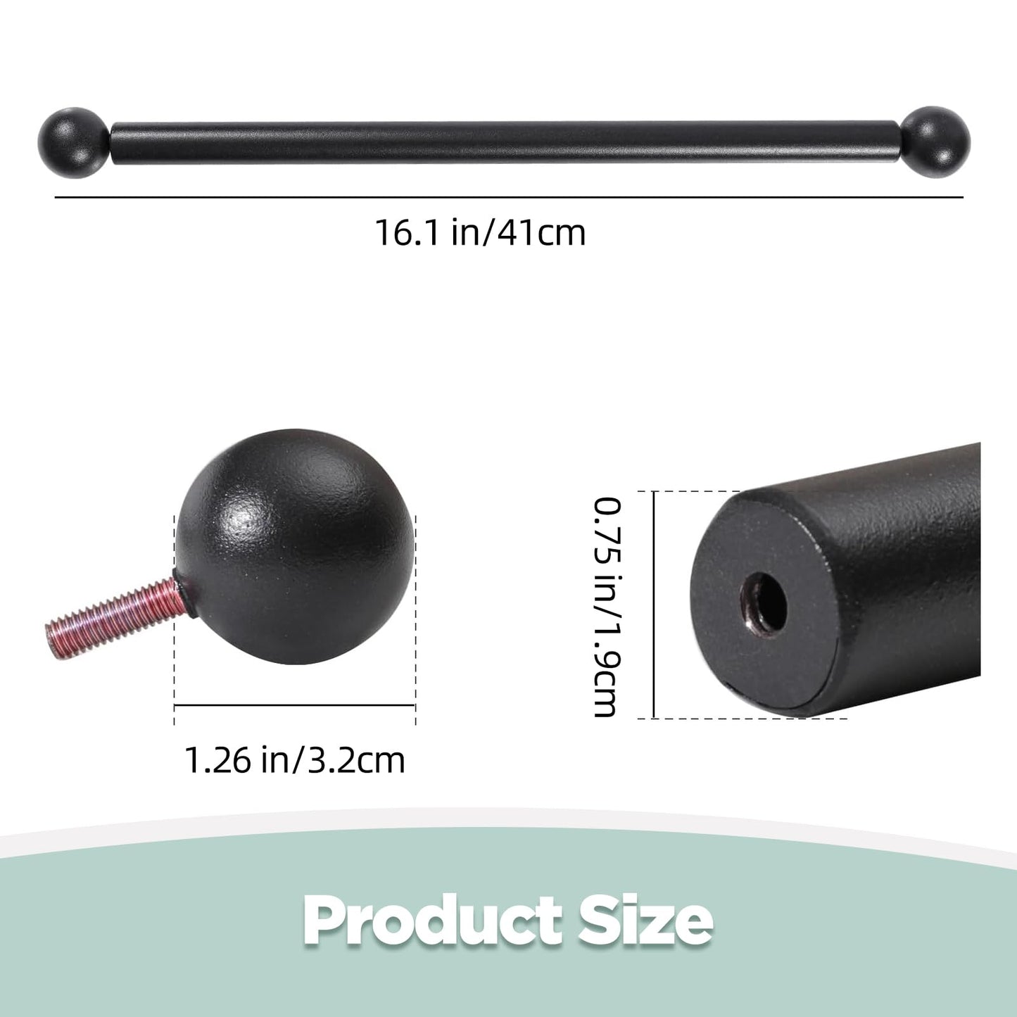 Lamp Post Cross Arm with Removable Knobs - 16 Inch Heavy Duty Steel Cross Bar & Ladder Rest, Replacement Arm for Outdoor Light Posts(LPLA-01)