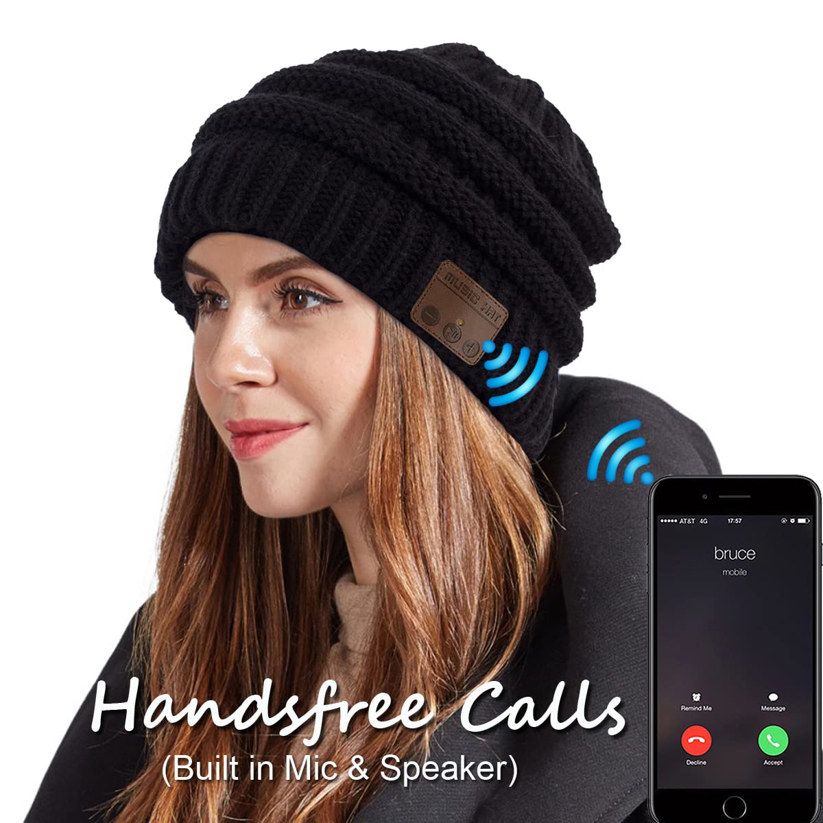 FashionLive Wireless Music Beanie Hat for Men Women Unisex Winter Warm Soft Knit Cap Beanie with Wireless Headphone Headset Stereo HD Speaker Mic…