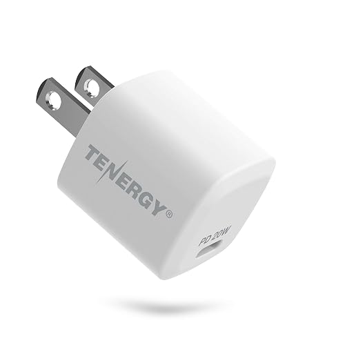 Tenergy USB-C Charger with PD 20W, Fast Charging iPhone 12/12 Mini / 12 Pro Max / 11, Galaxy, Pixel 4/3, iPad Pro (Cable not Included)