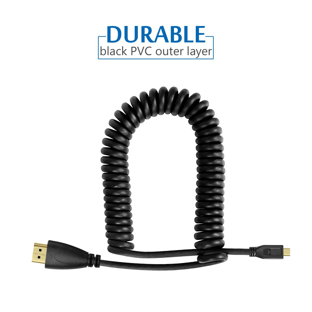 UCEC Coiled Micro HDMI to HDMI Cable, 3.2FT Retractable Cable for Laptops, Cameras, DSLRs, Camcorders, Portable Screens and Monitors