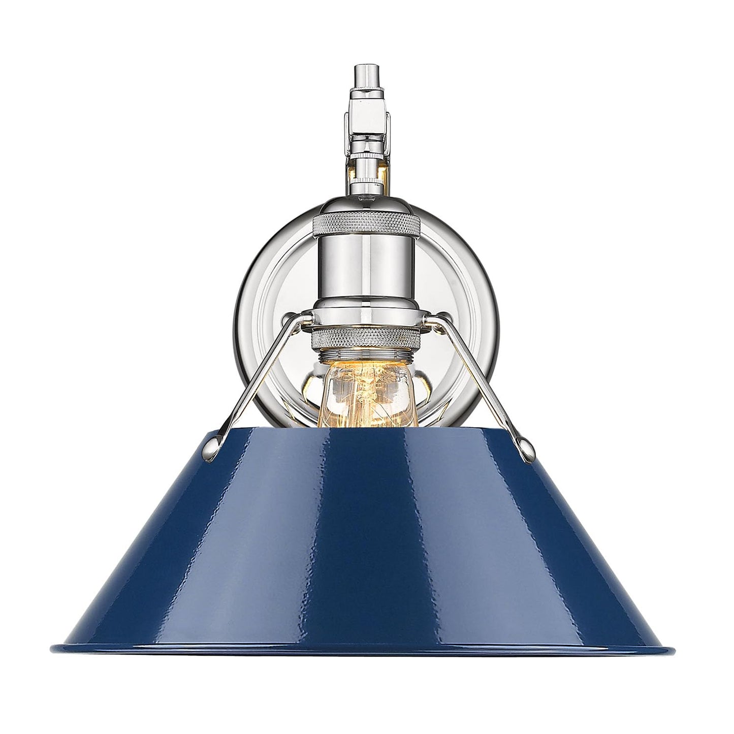 Golden Lighting 3306-1W CH-NVY Orwell Wall Sconce, Chrome with Navy Blue Shade