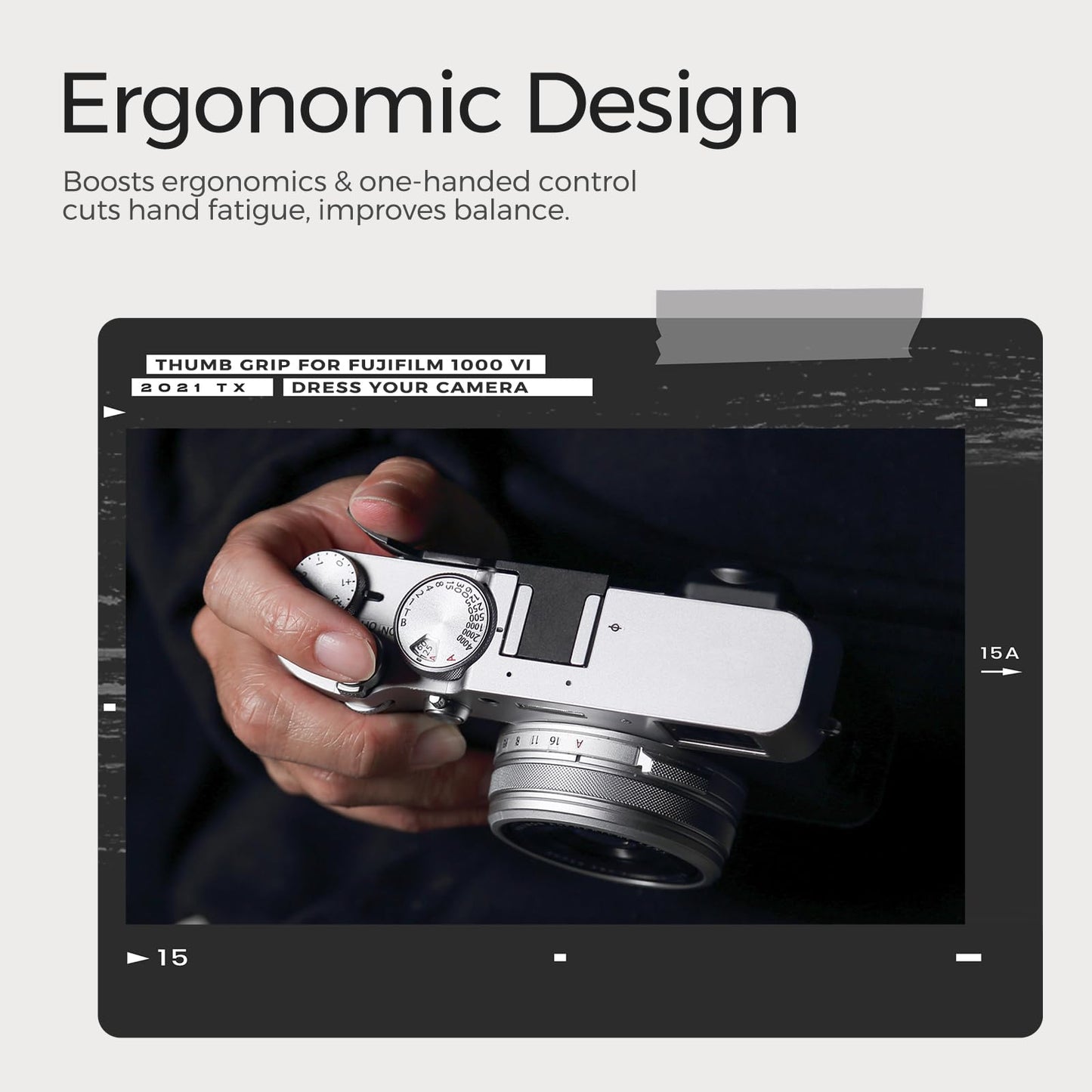 Thumb Grip with Hot Shoe Cover for Fujifilm X100V/X100VI Metal Camera Hot Shoe Thumb Hand Grip Accessories (Silver-Set)