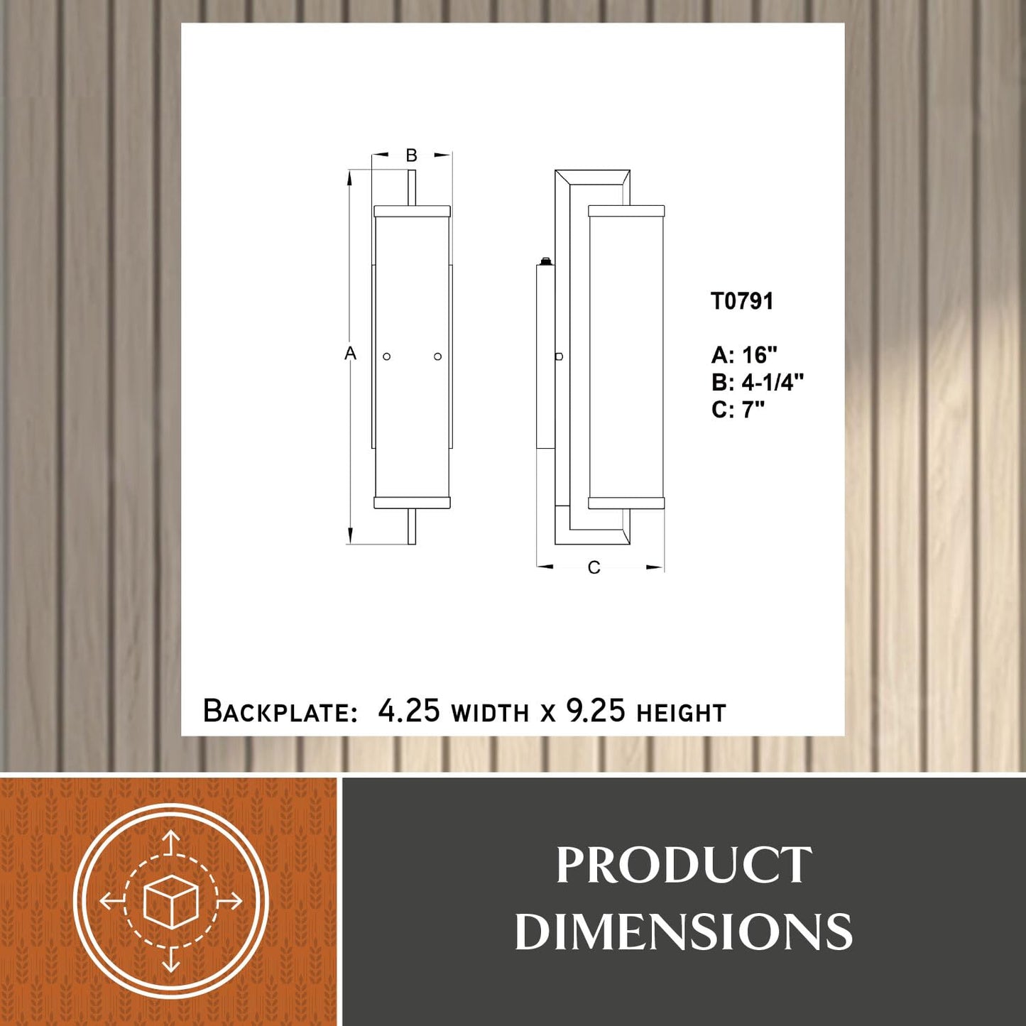 VAXCEL Morgan Park 16 in. H 1-Light Warm Brass Dusk to Dawn Sensor Gold Outdoor Wall Sconce, Durable Steel, Clear Seeded Glass Shade, LED Compatible