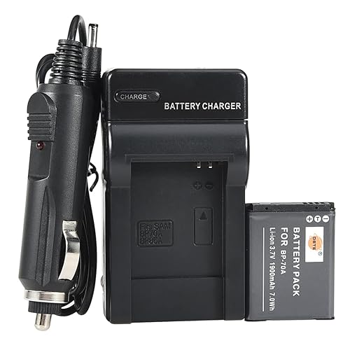 DSTE Replacement for BP-70A Battery + DC97 Travel and Car Charger Adapter Compatible Samsung ST95 ST100 ST6500 SL50 SL600 TL205 WB30F WB35F DV150F
