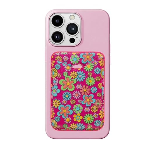 XO Poppy Cute MagSafe Wallet Magnetic Card Holder for iPhone 17 16 15 Pro Max - Slim Vegan Leather Floral Phone Wallet, Anti-Demagnetization Shield