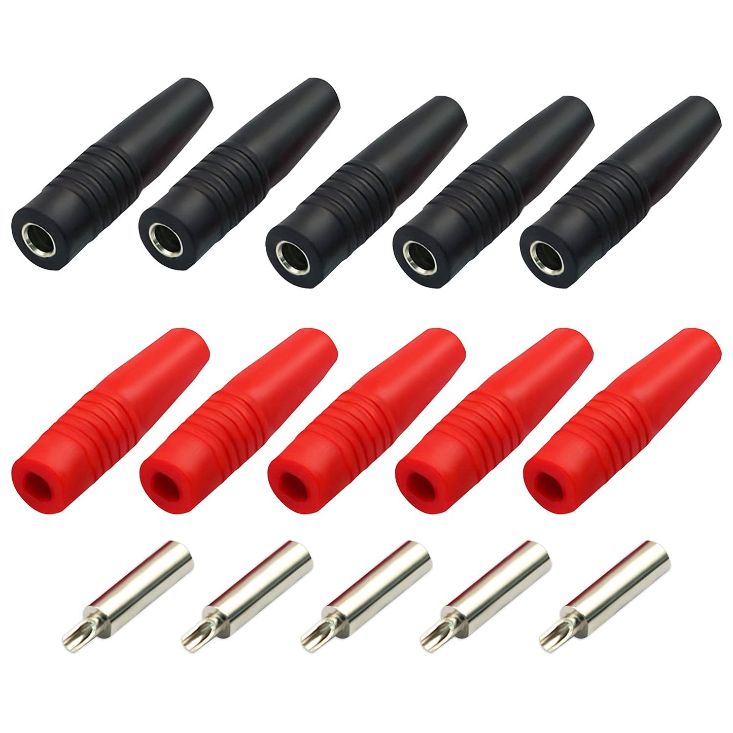 DaFuRui 4mm Banana Plug?10 Pair Insulated Safety Shrouded 4mm Banana Plug Female Jack Socket Adapter Solder Type for Male Banana Plug Cable