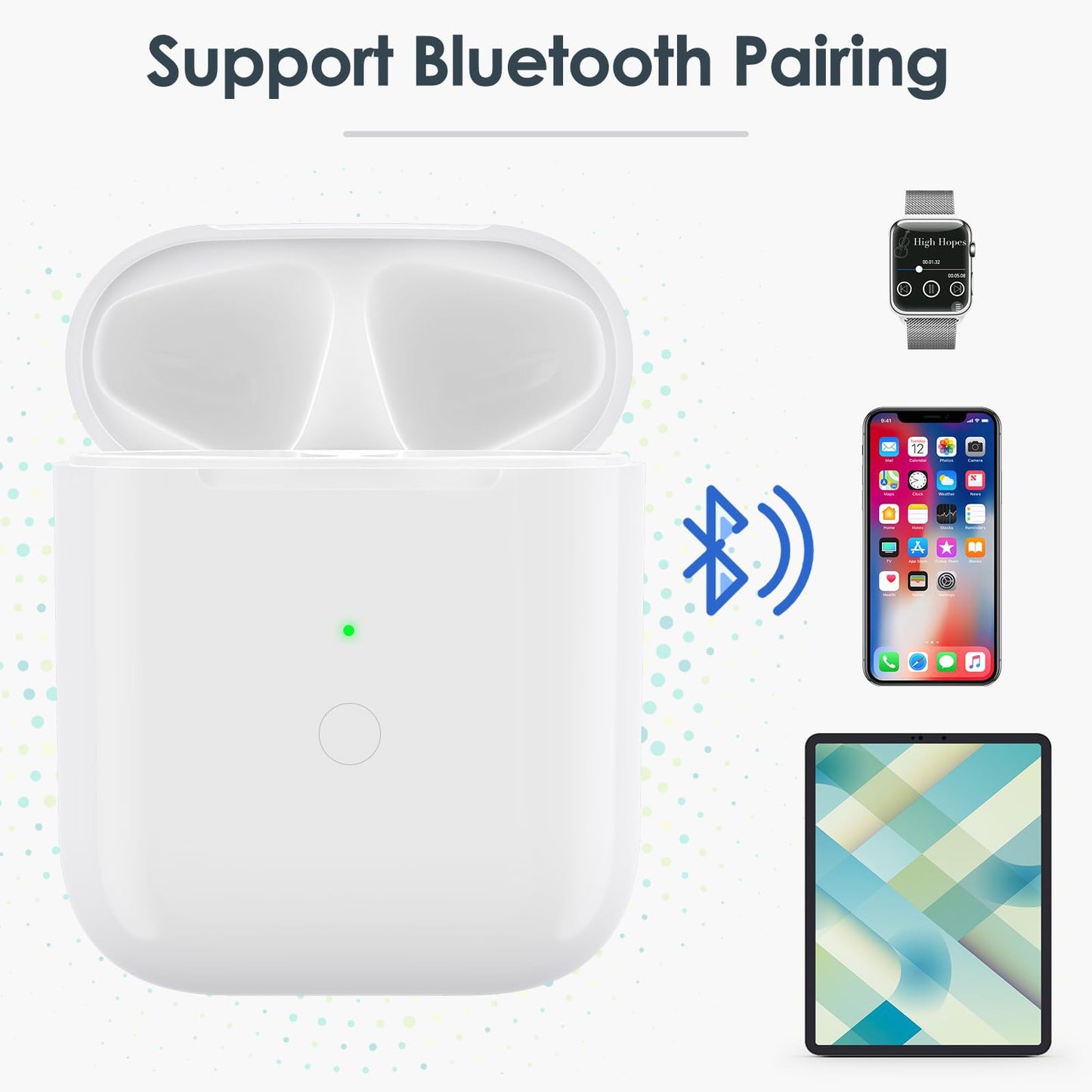 Fogud Wireless Charging Case Compatible with AirPods 1st/2nd Generation with Bluetooth Pairing Button, Replacement Charger Case Only (No Earbuds