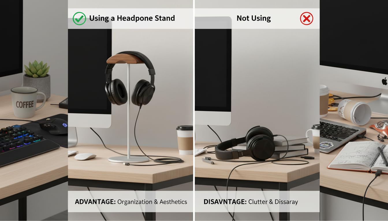Micool Headphone Stand, Aluminum & Wood Holder with Heavy Stable Base, Universal Gaming Headset Stand for Desk, Compatible with All Over-Ear…
