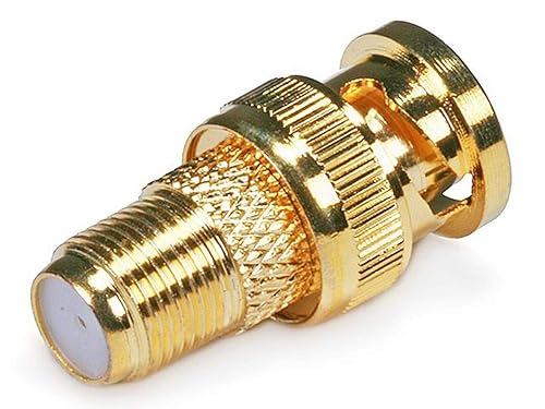 Monoprice 104125 BNC Male to F Female Adaptor, Gold Plated, 1.7 x 0.8 x 0.8 inches