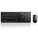 Lenovo 300 USB Combo, Full-Size Wired Keyboard & Mouse, Ergonomic, Left or Right Hand Mouse, Optical Mouse, GX30M39606, Black