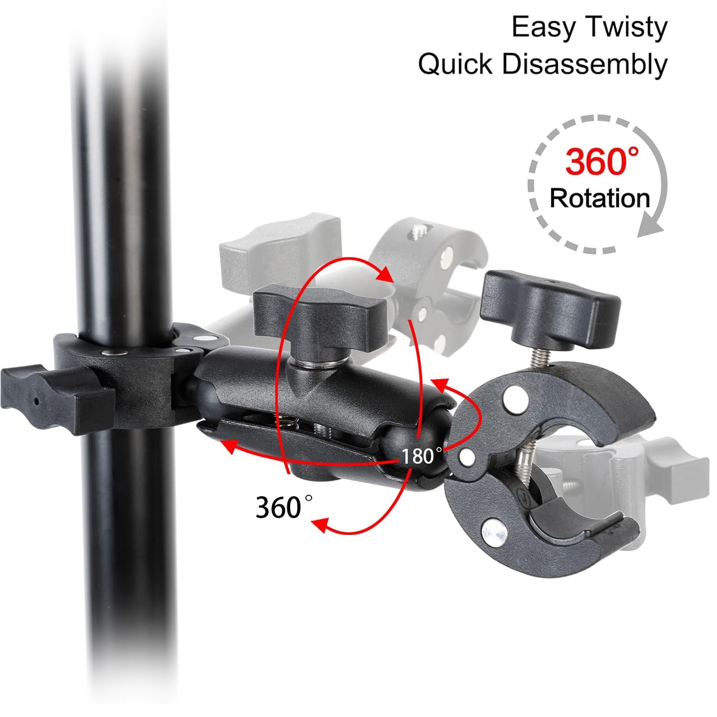 PellKing Camera Motorcycle Mount for Insta360 X5/X4/X3/X2,Double Super Clamp Mount Umbrella clamp Holder for Monitor Bracket Magic Socket Arm with 1/4