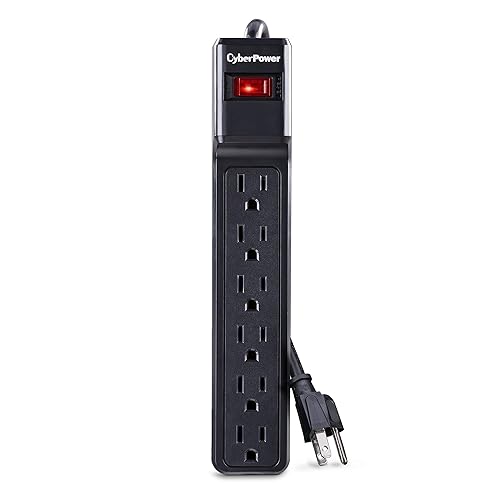 CyberPower CSB604 Essential Surge Protector, 900J/125V, 6 Outlets, 4ft Power Cord, Black