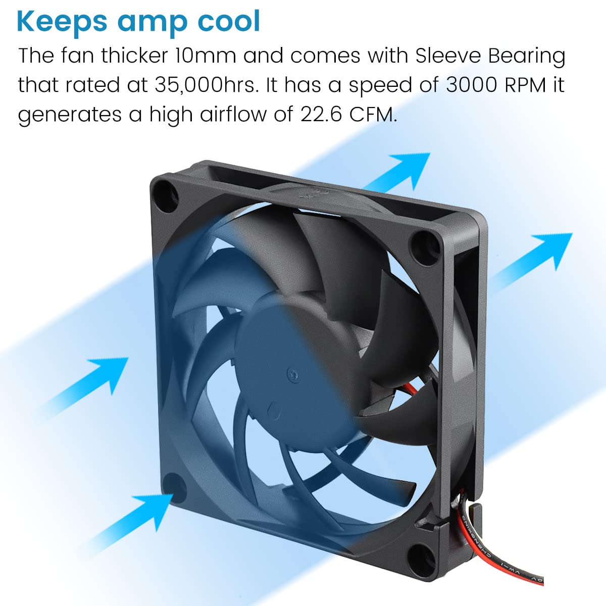 GDSTIME 70mm x 70mm x 15mm 12v Brushless DC Cooling Fan 2Pin 2-Pack