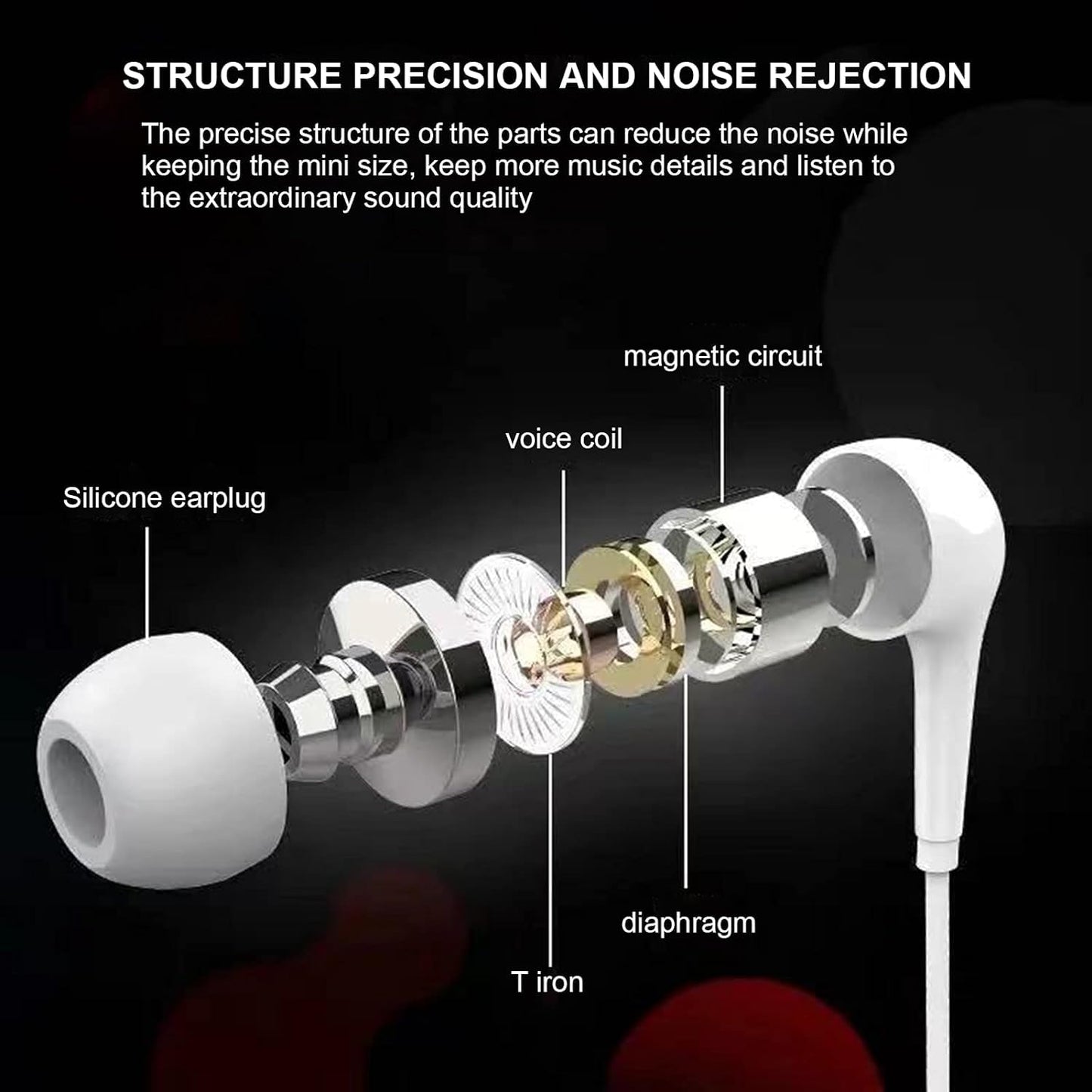 Jinshining Black Wired Earbuds Headphones- in-Ear Noise Rejection Universal 3.5mm Stereo Sport Headset with Mic for School Gaming Sports Music One…