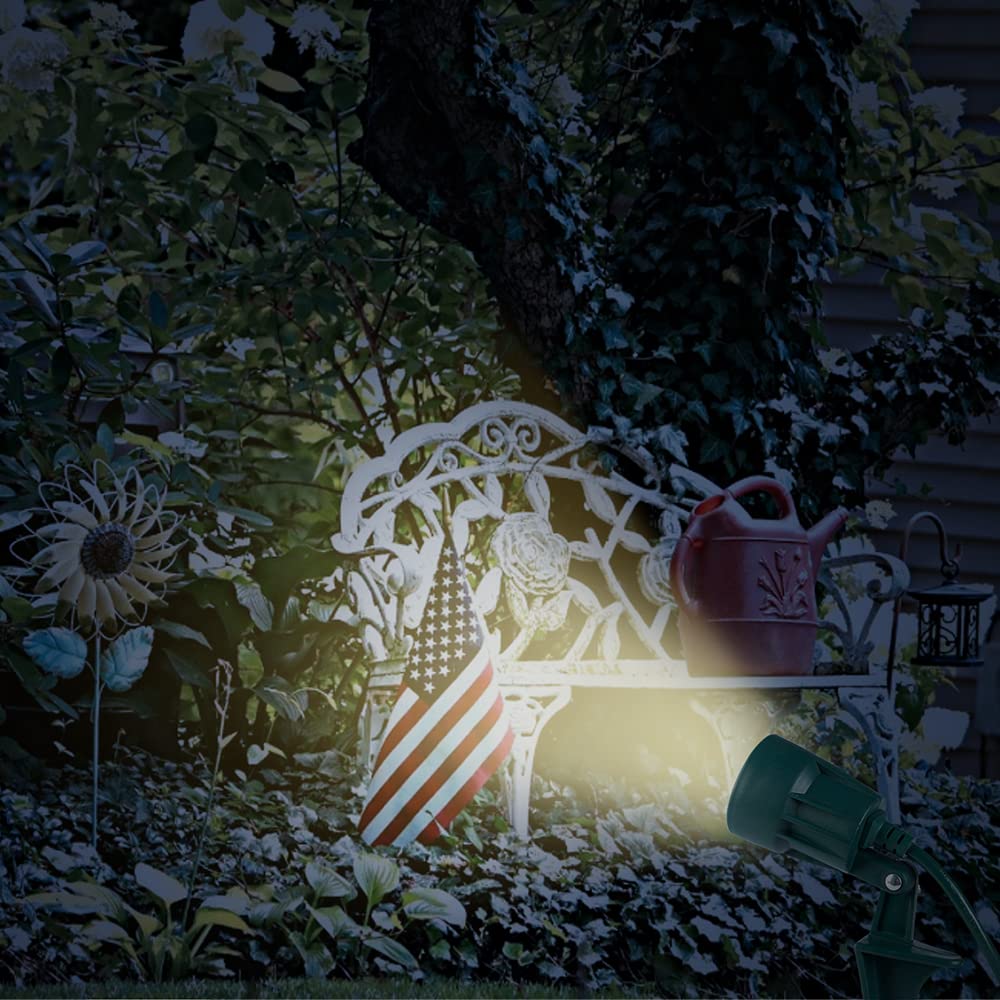 AizzKry Outdoor Spotlight Plug in, Weather Resistant, Heavy Duty Stake, Landscape Light for Yard, Flag, Holiday Decor, 6FT Cord, 120V 300LM 5000K