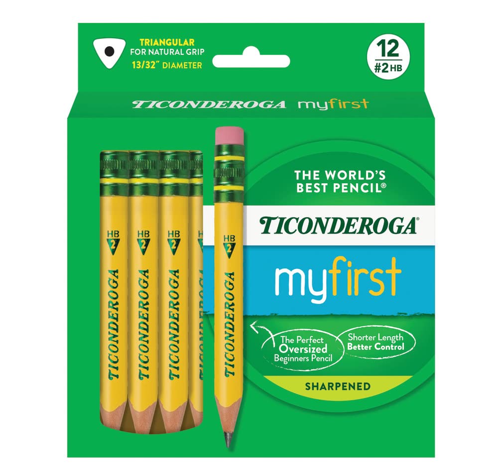 Ticonderoga My First Half-Size Wooden Pencils, 12 Pencils/Pack, 1 Pack