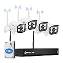 Wireless Security Camera System with Two Way Audio/1TB Hard Drive,Complete Surveillance Systems with Full HD 8CH NVR 4Pcs 1080P,Plug&Play,Night