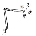 Overhead Tripod Mount for Camera Webcam Ring Light, Flexible Over Head Arm for iPhone with Phone Holder and Ball Head, Table Stand Accessory for Phone