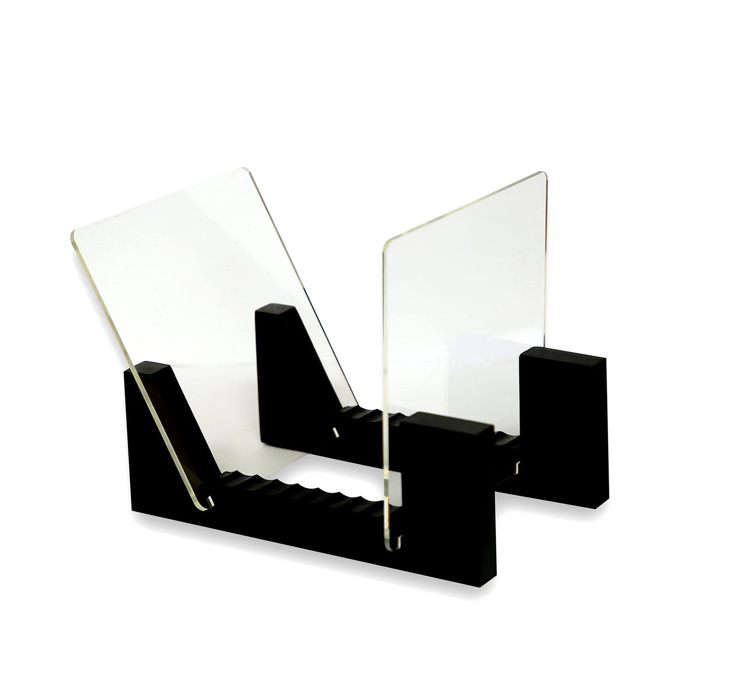 VK Royal Vinyl Records Storage Holder Display Stand 7' Holds Up to 25 LP's Wood Stand, Rubber Grip Pad and Clear Acrylic Ends Vinyl Record Storage