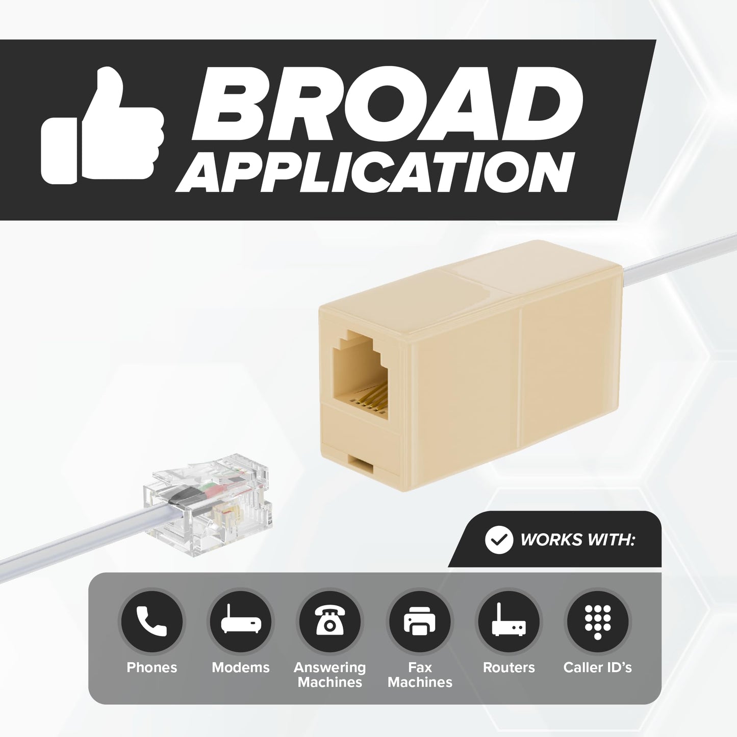 THE CIMPLE CO Phone Cord for Landline, 100 FT, Modular Telephone Extension Line, 2 Conductor (2 Pin, 1 Line) Cable, Works with FAX, AIO, and Other