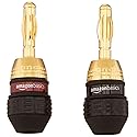 Amazon Basics Gold Plated Banana Plugs Speaker Wire Connectors, 12 Pairs (24 Count), Easy Install, 0.5" x 0.5" x 1.3", Black