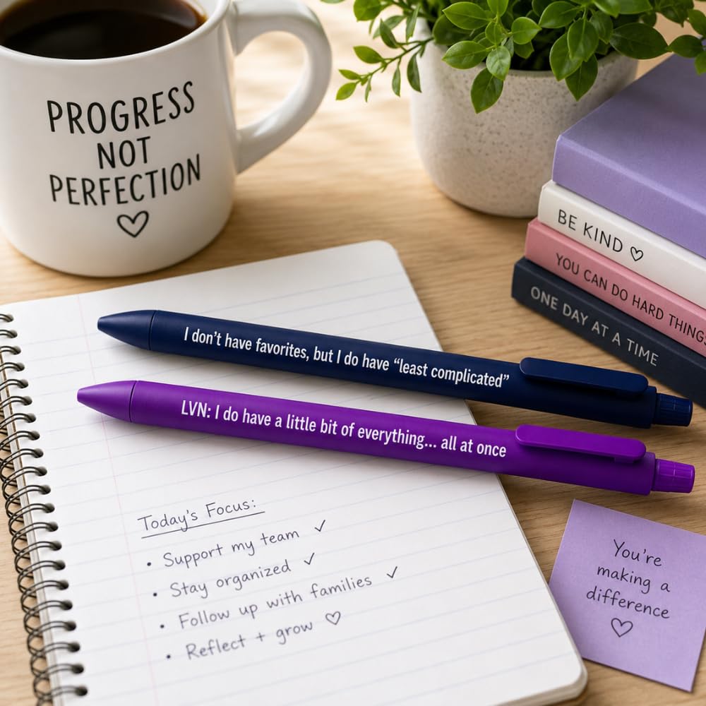 10PC Licensed Vocational Nurse Writing Pens Bulk Gift Set Funny Cute LVN Nurses Nursing RN CNA Medical Staff Pen Office School Journal Planner Desk