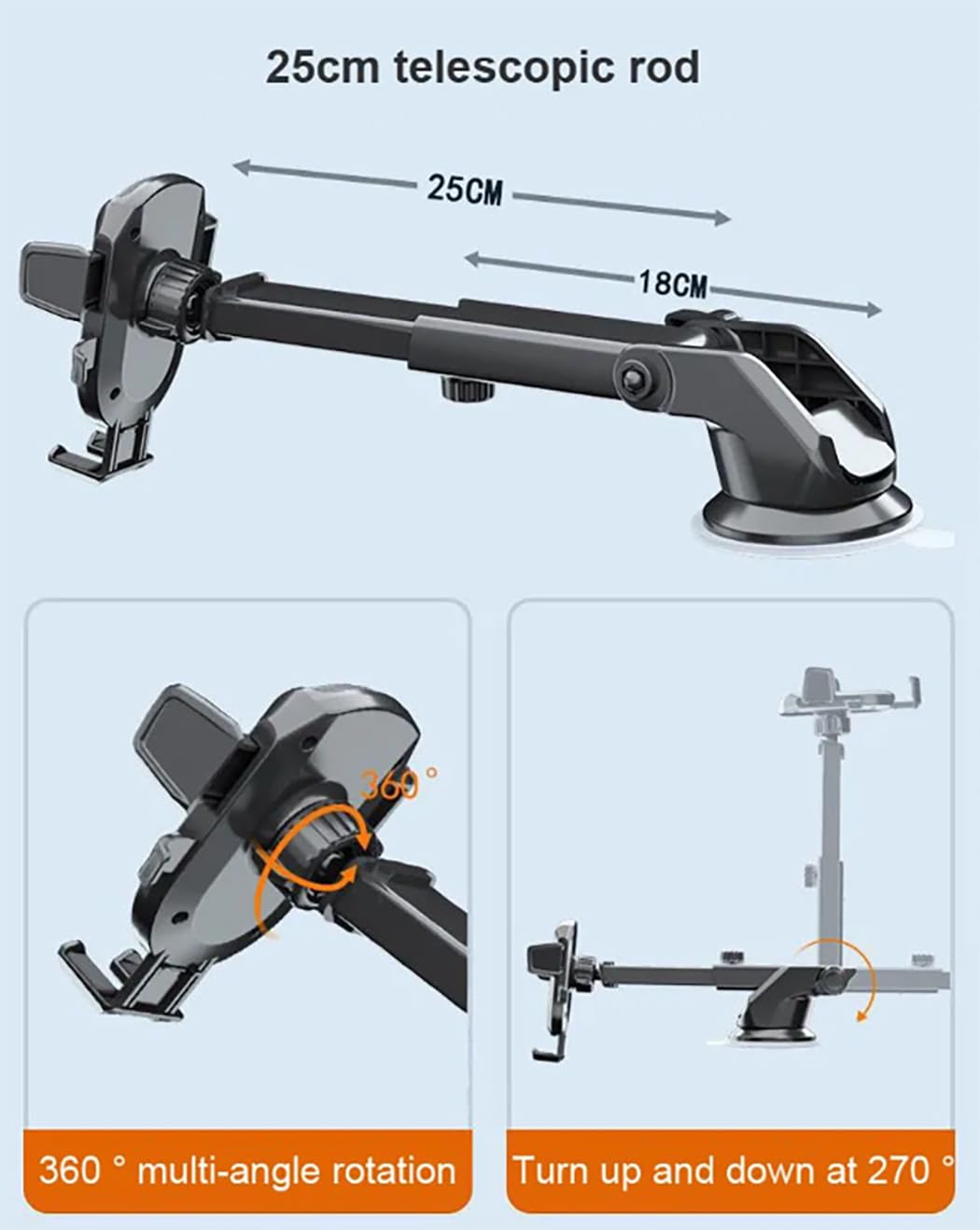 Voltstech Military-Grade Suction Phone Holder for Your Car?Upgraded Strongest Suction? Car Mount Dash?360° Adjustable? Suction Cup Phone Mount
