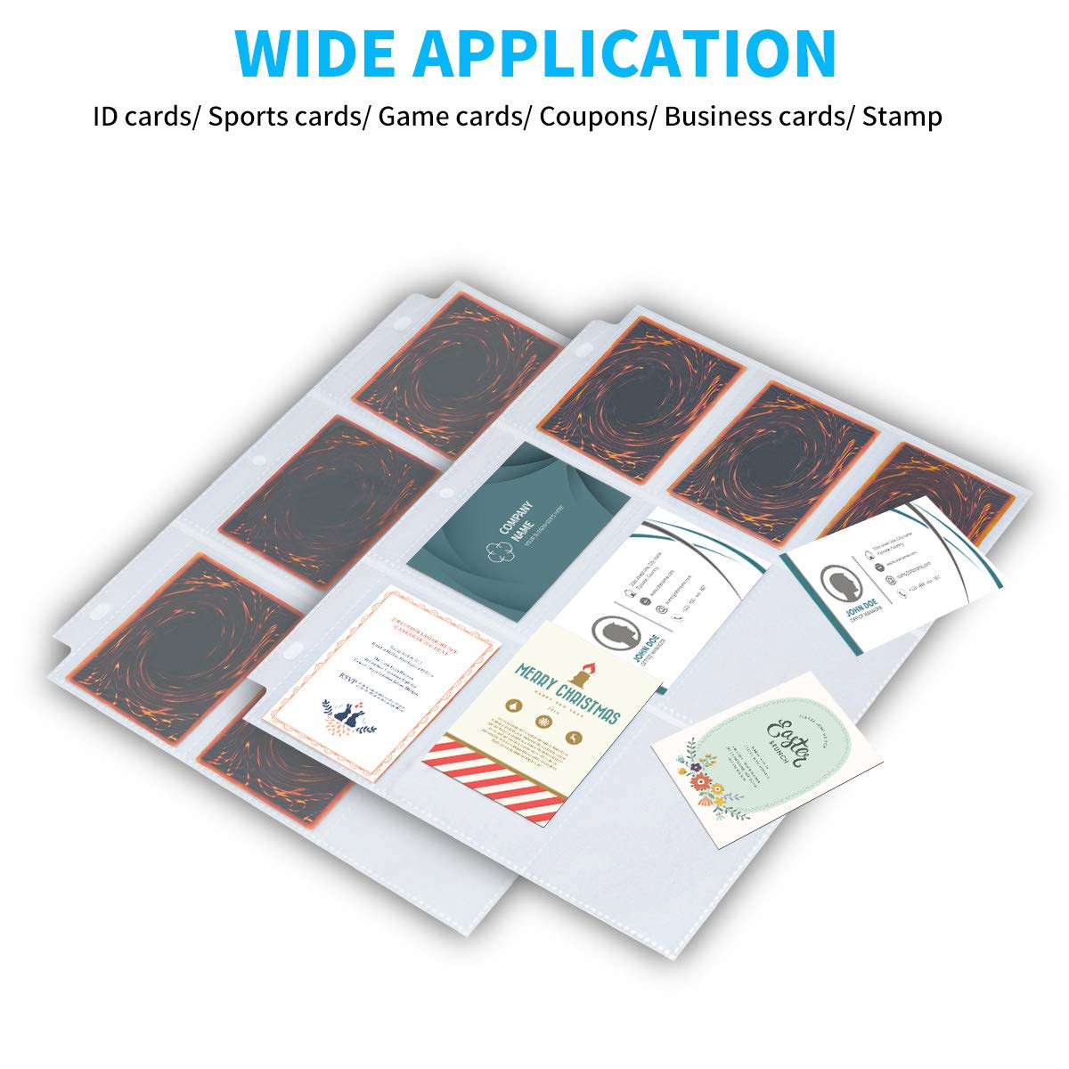 Trading Card Sleeves, JIQEZNL 1440 Pockets Premium Double Side Baseball Card Sleeves Pages for 3 Ring Binder, 9 Pocket Card Sheets Protectors