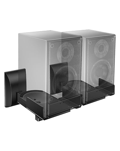 WALI Speaker Wall Mount, Surround Sound Speaker Stand with Adjustable Swivel Tilt Angle, Standard Bookshelf Speaker Mount for Living Room, Home