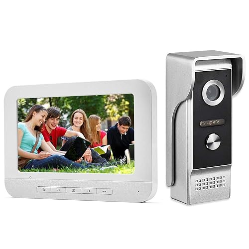 AMOCAM Video Intercom System, 7 Inche Monitor Wired Video Door Doorbell Kit, Outdoor IR Camera Door Intercom, Support Monitoring, 2-Way Audio